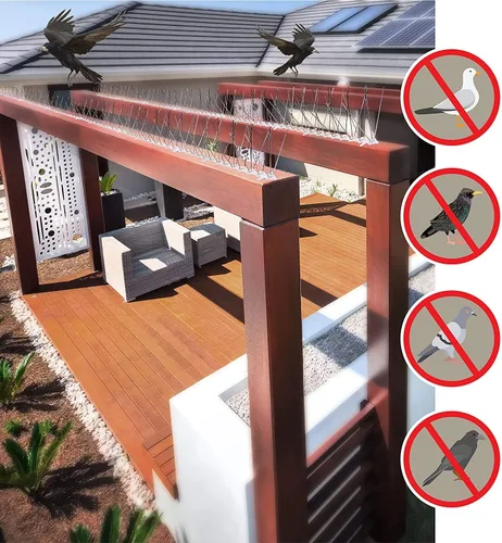 Vista 7 de Aspectek - picos de acero inoxidable de 10 pies para disuadir pájaros, incluye pegamento de silicona transparente