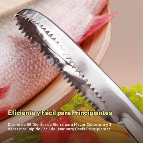 Vista 3 de Desincrustador de pescado de acero inoxidable para desincrustar peces sin ensuciar, resistente removedor de escamas de pescado, herramienta 1 Pieza
