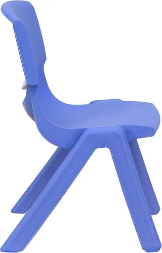 Vista 3 de Set de actividades Flash Furniture de plástico con mesa rectangular ajustable y 4 sillas apilables para la escuela, Acero, Azul