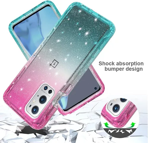 Vista 2 de Funda diseñada para OnePlus 9 PRO con purpurina de cuerpo completo 1+9 Pro, absorción de golpes, antiarañazos, resistente, duradera, protección