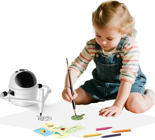 Vista 7 de Robot de dibujo para niños, juguetes educativos, kit de aprendizaje de dibujo creativo con 150 tarjetas de palabras, regalo para niñas y niños de 4