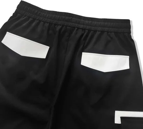 Vista 4 de Floerns Pantalones largos de carga de cintura alta con cordón de bloque de color para hombre con bolsillo