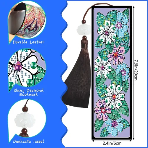 Vista 4 de Paquete de 8 marcadores de pintura de diamantes, flores, kit de marcadores de arte con borla, resina, diamantes de imitación, cuero para adultos