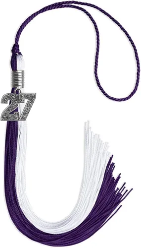 Vista 51 de Endea Graduation Borla de doble color con dije de plata brillante (negro/oro antiguo, 2025)