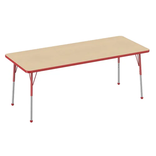 Vista 49 de FDP - Mesa rectangular para actividades escolares y de oficina (24 x 36 pulgadas), patas estándar con deslizadores giratorios, altura ajustable