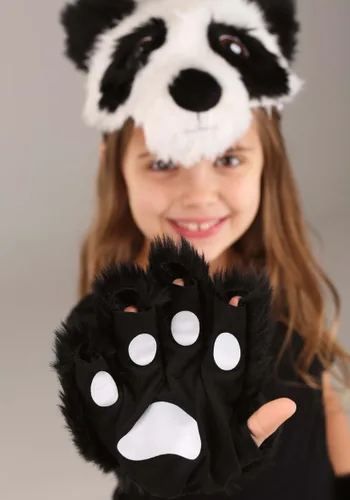 Vista 4 de Kit de disfraz con diadema peluda de panda y guantes Multicolor