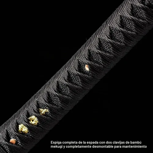 Vista 4 de Samurai Katana Espada hecha a mano de acero de alto carbono 1095 Japonesa Real Katana Espada de Espiga Completa Afilada Negro dragón