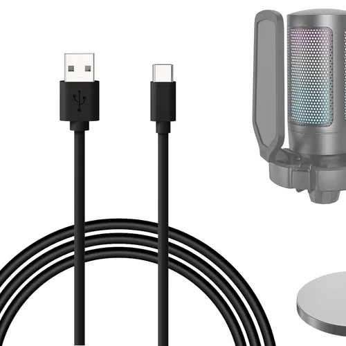 Vista 7 de GEEKRIA for Creators - Cable de micrófono USB A a tipo C de 10 pies / 3 M, compatible con Fifine AmpliGame A6, HyperX QuadCast S, SoloCast, Logitech