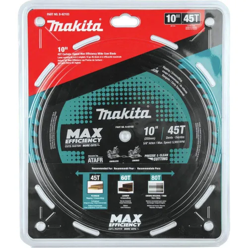 Vista 2 de Makita B-62103 Hoja de sierra ingletadora de máxima eficiencia con punta de carburo de 10" 45T