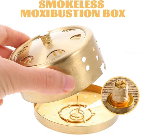 Vista 3 de Mikinona Caja de moxibustión de cobre sin humo Moxa quemador ajustable Moxa Stick Holder Herramienta de terapia portátil para alivio y relajación