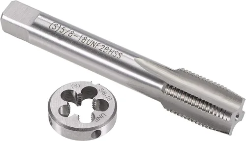 Vista 6 de uxcell 1/2 "-20 UNF Juego de dados y grifo, HSS Macho de rosca de máquina con troquel de roscado redondo, mano derecha