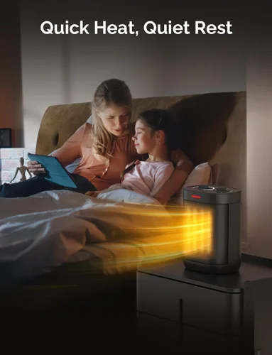 Vista 6 de Calentadores de espacio de 1500 W para uso en interiores, calentador portátil de cerámica PTC, calentador de espacio pequeño con termostato, tres