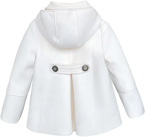 Vista 23 de rrhss Abrigo formal con botones para niñas pequeñas, chaqueta de lana con capucha para otoño e invierno