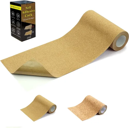 Vista 8 de Rollo de corcho autoadhesivo en la parte trasera, revestimiento de cajón de corcho natural de 0.002 in de grosor para manualidades, hojas de papel