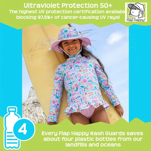 Vista 3 de Flap Happy Camiseta de protección UPF 50+ con volantes para niñas Sirena Fantasea
