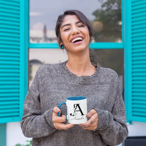 Vista 5 de Tazas de café con inicial, taza de café inicial, regalos con monograma inicial para mujer, tazas personalizadas con nombres, tazas de monograma