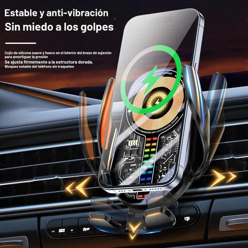 Vista 8 de Soporte para teléfono de automóvil de 15 W, soporte de cargador Negro