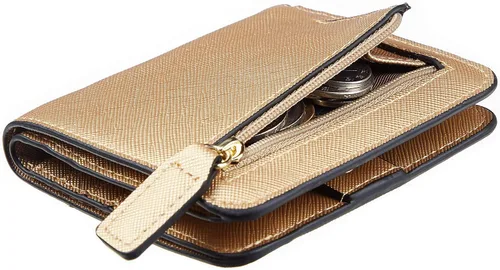 Vista 24 de Toughergun Cartera pequeña de cuero delgada para mujer con protección RFID, mini monedero bifold compacto con ventana de identificación transparente