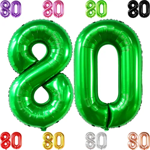 Vista 15 de KatchOn, Globos gigantes negros del número 80, 40 pulgadas, decoraciones de feliz cumpleaños 80 para mujer, globos de cumpleaños de 80 años