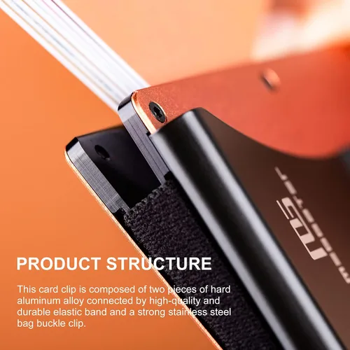 Vista 5 de Meggater Soporte de tarjeta de metal ultrafino con clip para dinero-Billetera de metal minimalista para hombres y mujeres-Paquete de tarjetas