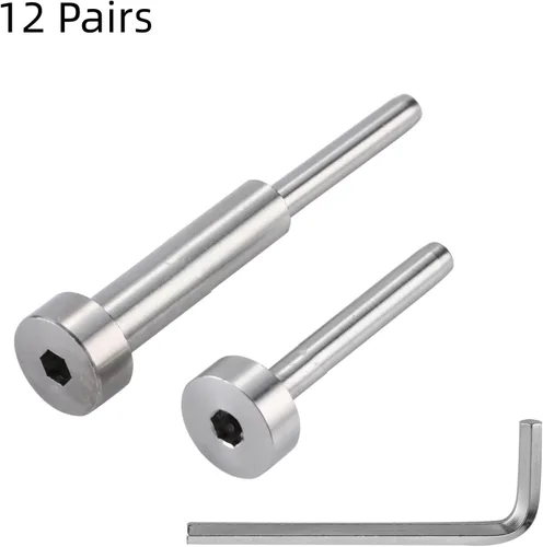 Vista 4 de Kit de barandilla de cable de 1/8 pulgadas, con rosca invisible, terminal receptor de cabeza hexagonal para poste de madera y metal con llave Allen