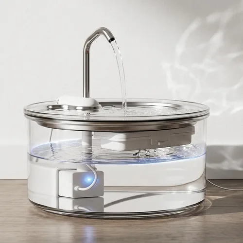 Vista 2 de Tomxcute Glass Cat Water Fountain - 108oz/3.2L Ultra-Quiet Cat Fountain for Drinking, Elegant Easy to Clean Glass Pet Water Fountain for Cats, Small