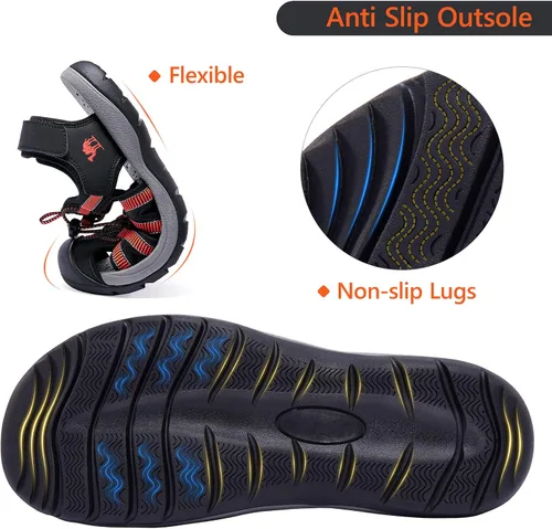 Vista 3 de CAMELSPORTS Sandalias de senderismo para hombre, puntera cerrada, sandalias de playa al aire libre, impermeables, deportivas para pescador, zapatos