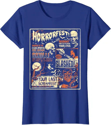 Vista 41 de Vintage Horrorfest Movie Poster Terror Old Time Halloween Camiseta S Negro