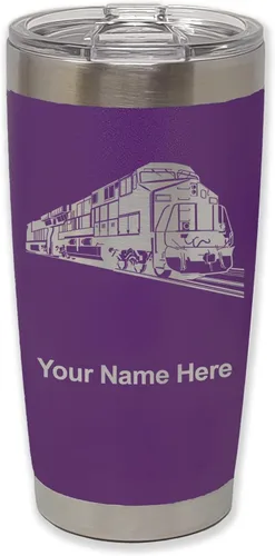 Vista 38 de LaserGram Vaso aislado al vacío de 20 onzas, tren de carga, grabado personalizado incluido (negro)