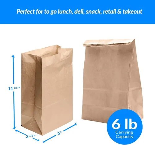 Vista 4 de Reli. Bolsas de papel marrón 500 unidades Bolsas de almuerzo de papel ideales para almuerzos pequeños y manualidades Perfecto para sándwiches