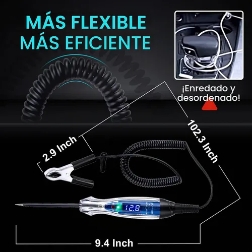 Vista 5 de AWBLIN Luz de Prueba Automotriz 3-60V DC Probador de Circuito LED Digital, Probador de Luz de Servicio Pesado con Voltímetro, Probador de Voltaje
