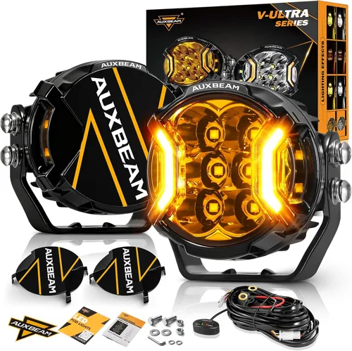 Vista 15 de Auxbeam Serie V-MAX 204W Luces LED de Conducción en Pod, Luz de Proyección Rectangular de 7 Pulgadas para Todo Terreno con DRL Ámbar y Luz Trasera