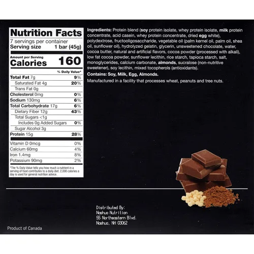 Vista 2 de Proti-Thin Barras de proteína crujiente de chocolate, 0.53 oz de proteína, 0.18 oz de carbohidratos netos, 7