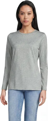 Vista 28 de Lands' End - Camiseta de manga larga, cuello redondo y holgada de algodón Supima cultivado en EE. UU. para mujer Blanco