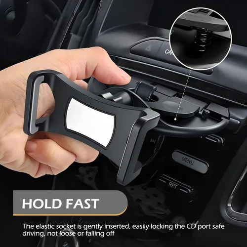 Vista 4 de Soporte para teléfono celular con ranura para CD, giratorio de 360 grados, con bloqueo automático, soporte de navegación antideslizante