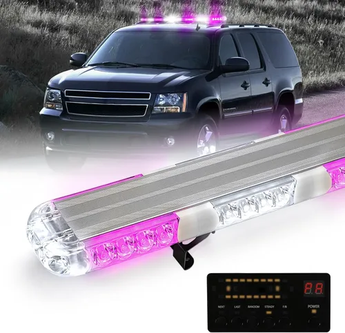 Vista 8 de Barra de Luces Estroboscópicas de Emergencia para Asesor de Tráfico de Techo de 45 Pulgadas, Color Ámbar/Blanco, con Controlador, Luz Intermitente