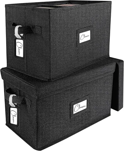 Vista 9 de Woodoulogy Caja de almacenamiento de discos de vinilo para LPs de 7 pulgadas/45 RPM, caja negra con tapa con capacidad para hasta 80 álbumes