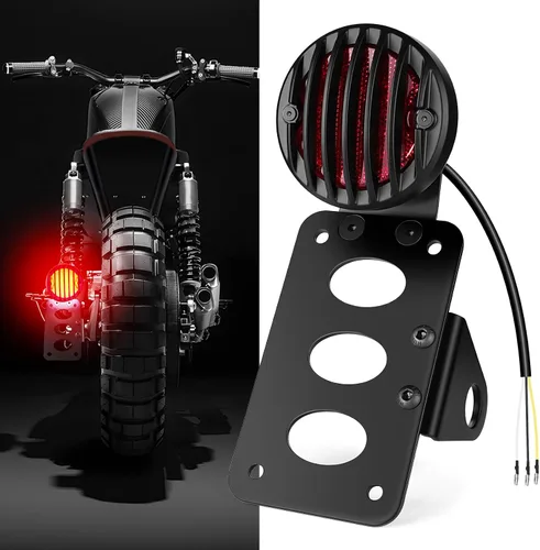 Vista 8 de Amazicha Luz de freno trasera LED para motocicleta de 3/4 pulgadas con soporte, IP67 impermeable para placa de matrícula de montaje lateral