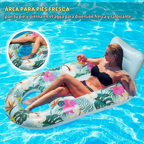 Vista 5 de Inflatable Pool Floats Adult - Pool Floaties Pool Lounger Raft for Adults Heavy Duty Water Pool Float with Cup Holder Backrest Swimming Pool