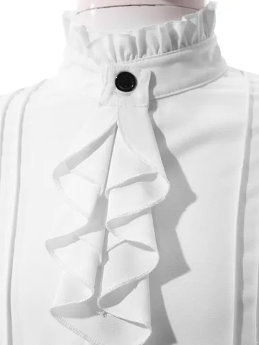 Vista 5 de TiaoBug Camisa de pirata medieval para niños, camisa renacentista con volantes, jacobita escocés, Ghillie, tops para disfraces de Halloween