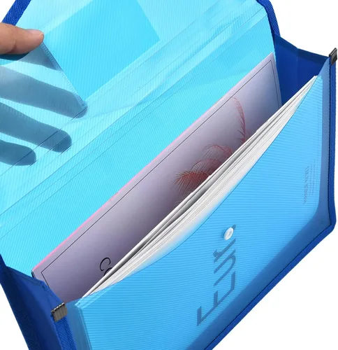 Vista 8 de Carpeta organizadora de documentos expandible con botón a presión, bolsa transparente impermeable para documentos, expansión de 2.8 pulgadas