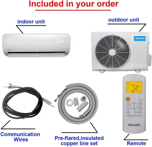 Vista 3 de 9000 BTU Mini Split Aire Acondicionado Sistema Inversor Sin Conductos 16.5 SEER con bomba de calor 220V, con kit de instalación