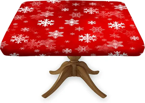 Vista 20 de Mantel cuadrado geométrico, ajustable, color turquesa, verde azulado degradado, con borde elástico, resistente a derrames y manchas, para mantel