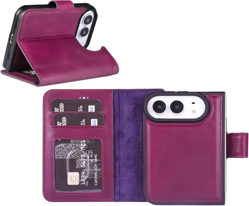 Vista 78 de HARDISTON Funda de piel auténtica hecha a mano compatible con iPhone 11 Pro de 5.8 pulgadas, funda magnética desmontable con tarjeteros - bordes