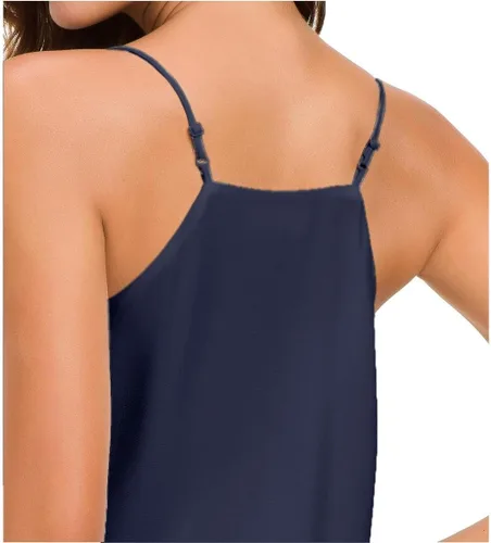Vista 12 de Camiseta de chifón con tirantes delgados ajustables y cuello en V