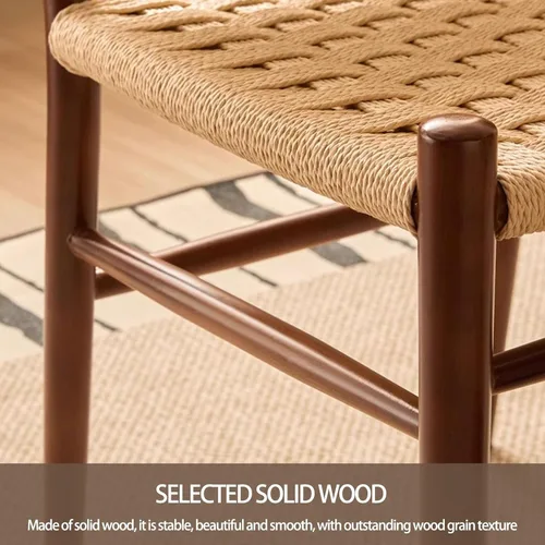 Vista 7 de Rattan Dining Room Chairs Wooden, Woven Kitchen Chairs, Dining Room Chair with Wood Legs, Vanity Chair,Armless Side Chair for Home Bar Restaurant