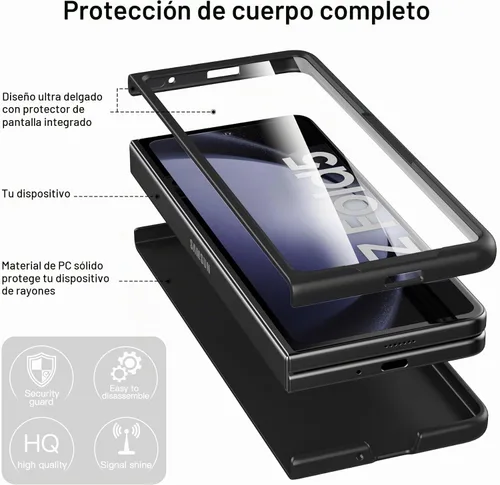 Vista 3 de Foluu Funda Slim Fit para Samsung Galaxy Z Fold 5, con protector de pantalla frontal integrado, cubierta protectora de PC mate ultradelgada