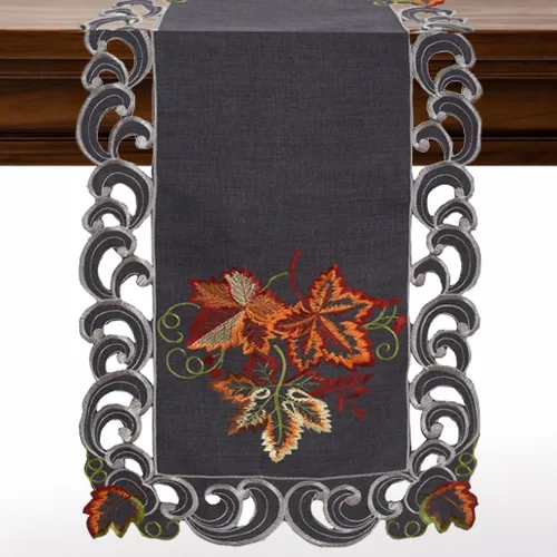 Vista 21 de DECOZEN Camino de Mesa Navideño Dorado con Ciruela – Bufanda Decorativa Bordada para Comedor y Tocador para Mesas Navideñas, Bodas y Fiestas – 14 x