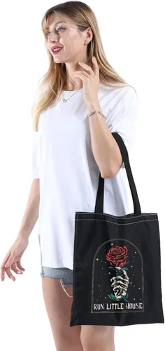 Vista 2 de POFULL Dark Romance Gift Run Little Mouse Tote Bag Book Lover Gift Book Club Gift