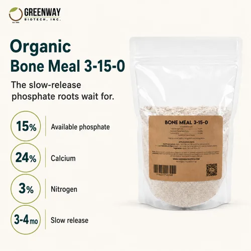 Vista 2 de Greenway Biotech, Inc. Fertilizante de harina de huesos 3-15-0 más 24% de calcio para el fuerte desarrollo de raíces de las plantas, fuente